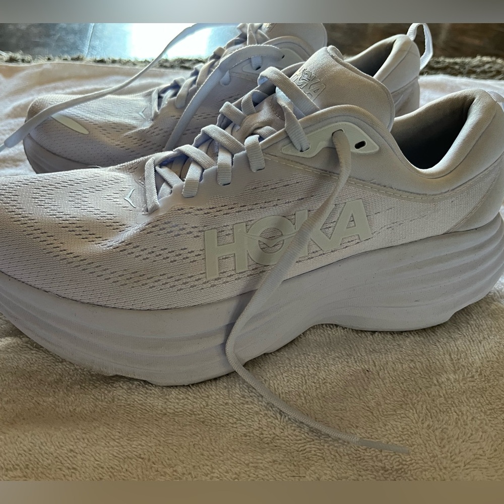 Hoka One One Women's White Athletic Shoes - Picture 3 of 8